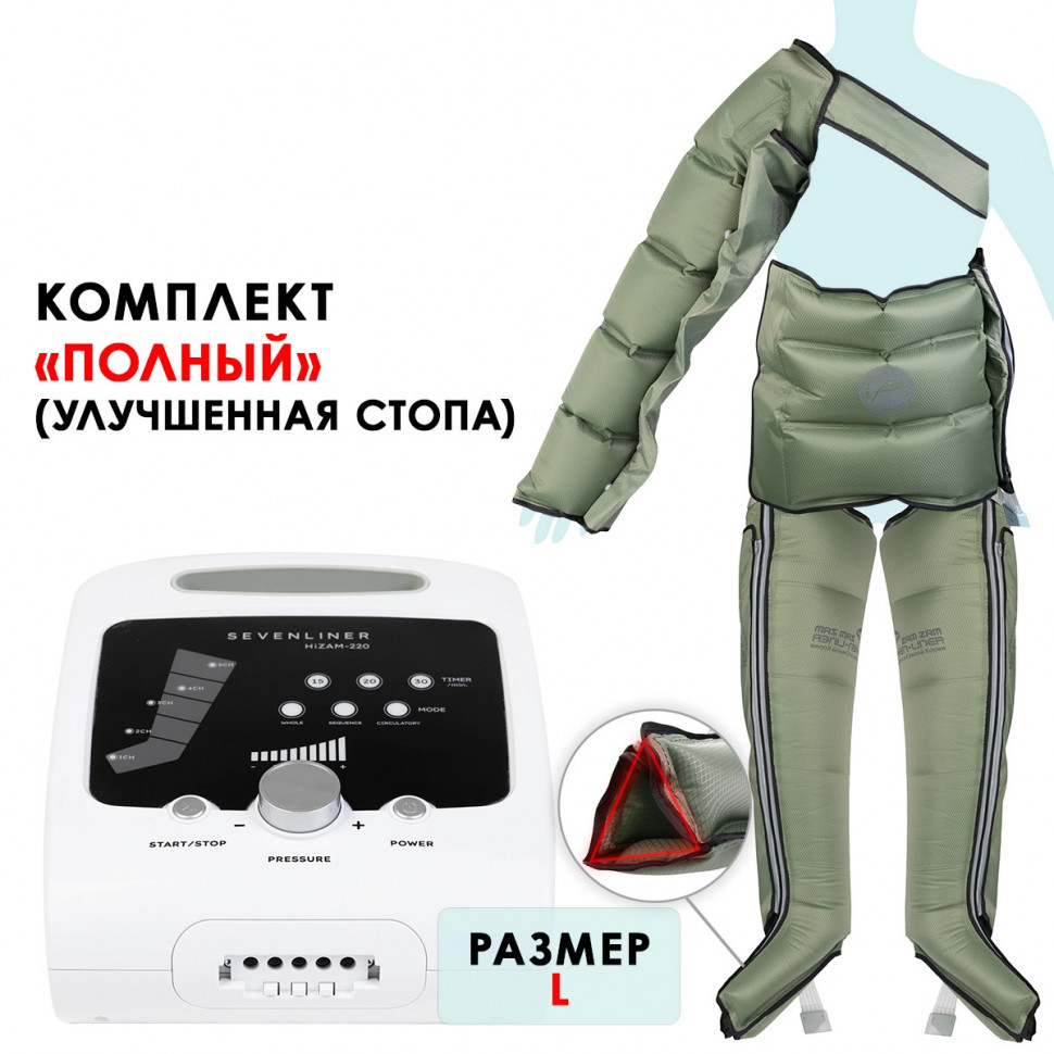 Аппарат для лимфодренажа WelbuTech HiZam-220 – ПОЛНЫЙ комплект (аппарат +ноги+рукав+пояс), размер L Аппарат для лимфодренажа WelbuTech HiZam-220 – ПОЛНЫЙ комплект (аппарат +ноги+рукав+пояс), размер L